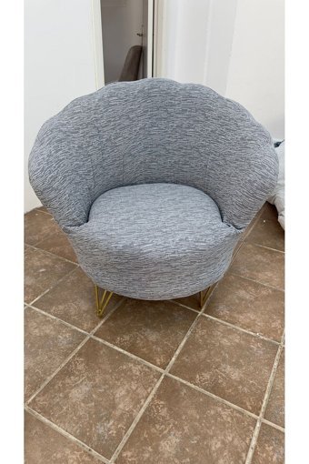 Uzhanem Papatya Pamuklu - Polyester Bürümcük-Likralı Süngerli Çizgili Giydirmeli Lastikli Gri Tekli Koltuk Örtüsü 55x85 cm