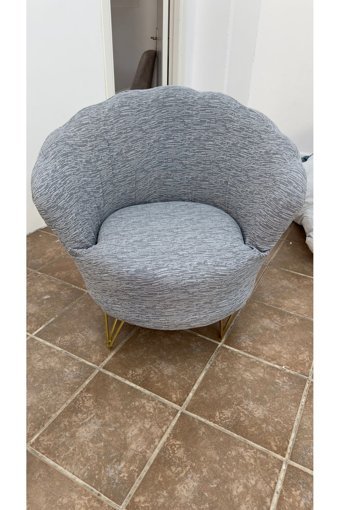 Uzhanem Papatya Pamuklu - Polyester Bürümcük-Likralı Süngerli Çizgili Giydirmeli Lastikli Gri Tekli Koltuk Örtüsü 55x85 cm
