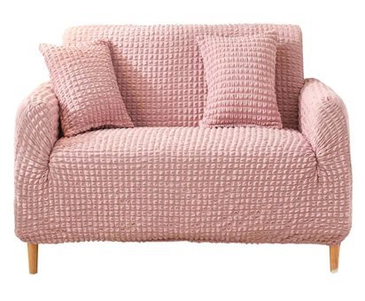 Elgeyar Polyester Bürümcük Jakarlı Süngersiz Armürlü Giydirmeli Pembe İkili Koltuk Örtüsü 140x175 cm