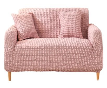 Elgeyar Polyester Bürümcük Jakarlı Süngersiz Armürlü Giydirmeli Pembe İkili Koltuk Örtüsü 140x175 cm