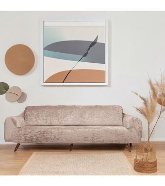 Btf Home Kadife Likralı Tüylü Süngersiz Düz Giydirmeli Lastikli Kahverengi Üçlü Koltuk Örtüsü 180x230 cm