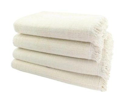 Taşkın Home Pamuklu Polar Saçaklı Süngersiz Düz Bej Tekli Koltuk Örtüsü 180x225 cm
