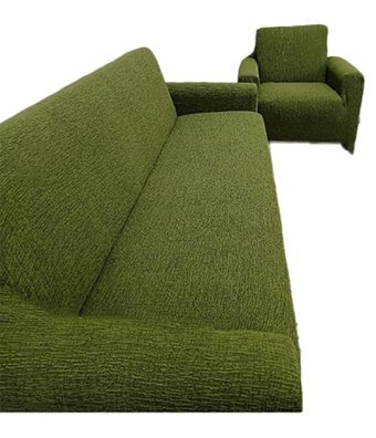 Güzelevim Pamuklu - Polyester Jakarlı Süngersiz Kırçıllı Giydirmeli Haki 3-3-1-1 Koltuk Örtüsü 180x230 cm