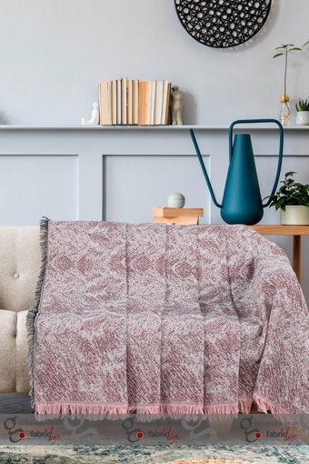Fabric Box Pamuklu Polar Saçaklı Süngersiz Zebra Desenli Bordo Tekli Koltuk Örtüsü 170x220 cm