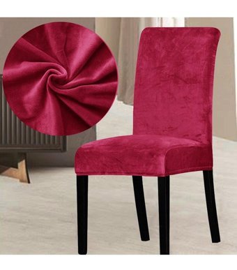 Abeltrade Kadife Süngersiz Düz Giydirmeli Lastikli Kırmızı Altılı Koltuk Örtüsü 34x48 cm