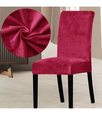 Abeltrade Kadife Süngersiz Düz Giydirmeli Lastikli Kırmızı Altılı Koltuk Örtüsü 34x48 cm