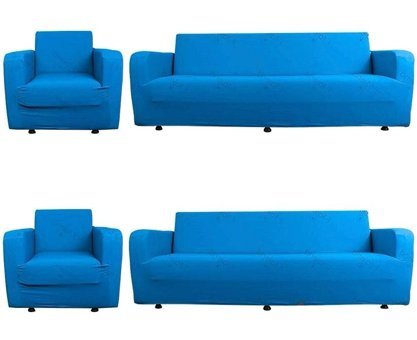 Bloom Home Polyester Likralı Süngersiz Düz Giydirmeli Lastikli Mavi Dörtlü Koltuk Örtüsü 200x230 cm