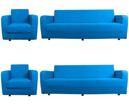 Bloom Home Polyester Likralı Süngersiz Düz Giydirmeli Lastikli Mavi Dörtlü Koltuk Örtüsü 200x230 cm