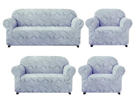 Heytgah Pamuklu Likralı Jakarlı Süngersiz Soyut Desenli Giydirmeli Gri 3-3-1-1 Koltuk Örtüsü 230x180 cm