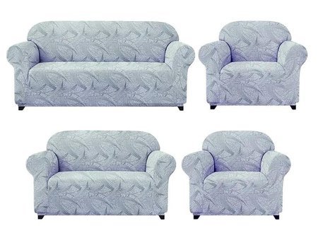Heytgah Pamuklu Likralı Jakarlı Süngersiz Soyut Desenli Giydirmeli Gri 3-3-1-1 Koltuk Örtüsü 230x180 cm