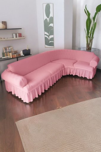 Faiend Polyester Jakarlı Süngersiz Geometrik Desenli Giydirmeli Krem Tekli Koltuk Örtüsü 120x350 cm