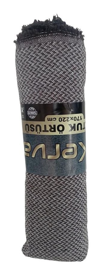 Poliko Evtekstili Pamuklu Örgü Püsküllü Süngersiz Çizgili Kahverengi Tekli Koltuk Örtüsü 170x210 cm
