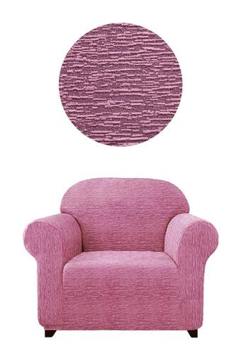 Bright Home Polyester Süngersiz Çubuk Desenli Giydirmeli Lastikli Pembe Tekli Koltuk Örtüsü 75x115 cm