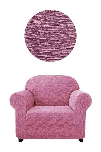 Bright Home Polyester Süngersiz Çubuk Desenli Giydirmeli Lastikli Pembe Tekli Koltuk Örtüsü 75x115 cm