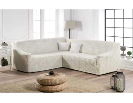 Akbu Pamuklu - Polyester Bürümcük Süngersiz Düz Giydirmeli Lastikli Gri Tekli Koltuk Örtüsü 180x350 cm