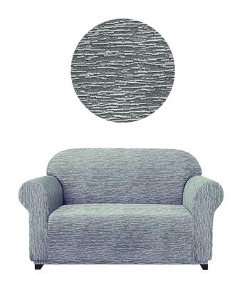 Elgeyar Polyester Likralı Jakarlı Süngersiz Armürlü Giydirmeli Gri İkili Koltuk Örtüsü 140x175 cm
