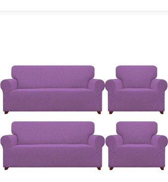 Akbu Polyester Likralı Süngersiz Giydirmeli Lastikli Lila Dörtlü Koltuk Örtüsü 180x230 cm