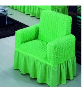 Elgeyar Pamuklu - Polyester Bürümcük Jakarlı Süngersiz Armürlü Giydirmeli Yeşil Tekli Koltuk Örtüsü 70x80 cm