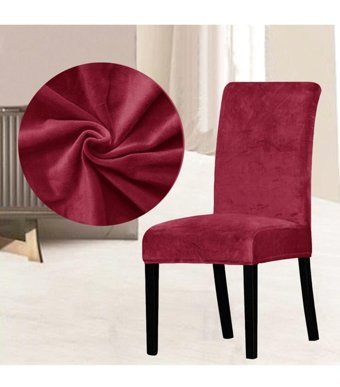 Abeltrade Kadife Süngersiz Düz Giydirmeli Lastikli Kırmızı Tekli Koltuk Örtüsü 35x65 cm