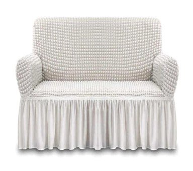 Elgeyar Polyester Bürümcük Jakarlı Süngersiz Armürlü Giydirmeli Bej İkili Koltuk Örtüsü 140x180 cm