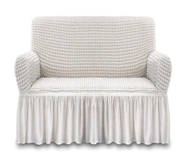 Elgeyar Polyester Bürümcük Jakarlı Süngersiz Armürlü Giydirmeli Bej İkili Koltuk Örtüsü 140x180 cm