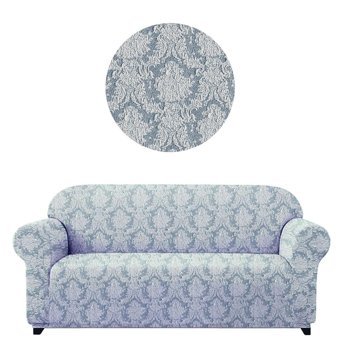 Elgeyar Polyester Likralı Jakarlı Süngersiz Giydirmeli Gri Üçlü Koltuk Örtüsü 180x230 cm