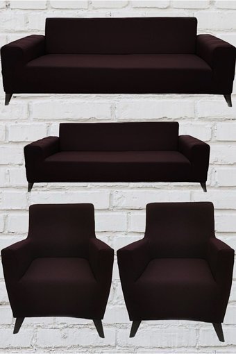 Şahane Ev Mikro Polyester Likralı Jakarlı Süngersiz Düz Giydirmeli Lastikli Bordo Üçlü Koltuk Örtüsü 28x32 cm