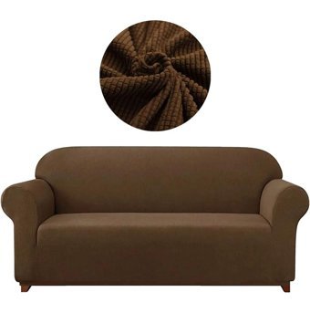 Furkanticaret Pamuklu - Polyester Likralı Süngersiz Düz Giydirmeli Kahverengi Üçlü Koltuk Örtüsü 180x230 cm