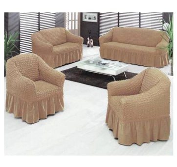 Elgeyar Pamuklu - Polyester Bürümcük Jakarlı Süngersiz Armürlü Giydirmeli Mavi Yedili Koltuk Örtüsü 183x230 cm