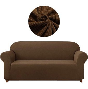 Bemrax Polyester Likralı Süngersiz Pitikare Desenli Giydirmeli Lastikli Su Geçirmez Kahverengi Tekli Koltuk Örtüsü 180x230 cm