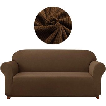 Bemrax Polyester Likralı Süngersiz Pitikare Desenli Giydirmeli Lastikli Su Geçirmez Kahverengi Tekli Koltuk Örtüsü 180x230 cm