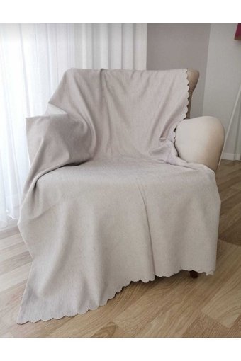 Poyraz Garanti Pamuklu Nubuk Jakarlı Süngersiz Çizgili Gri Tekli Koltuk Örtüsü 180x220 cm