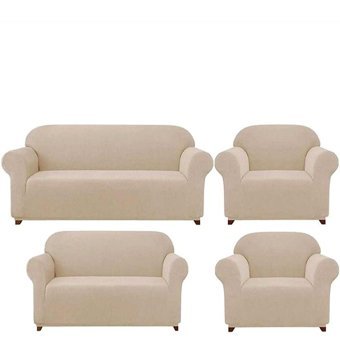 Akbu Polyester Likralı Süngersiz Düz Giydirmeli Lastikli Kahverengi Dörtlü Koltuk Örtüsü 180x230 cm