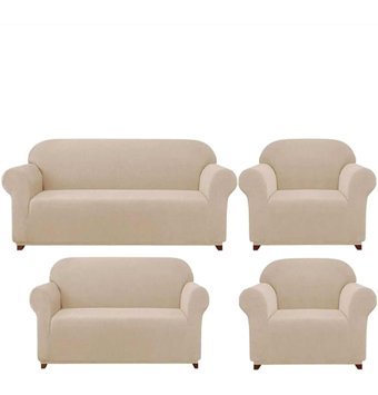 Akbu Polyester Likralı Süngersiz Düz Giydirmeli Lastikli Kahverengi Dörtlü Koltuk Örtüsü 180x230 cm