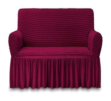 Elgeyar Polyester Bürümcük Jakarlı Süngersiz Armürlü Giydirmeli Bordo İkili Koltuk Örtüsü 140x180 cm