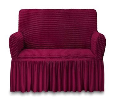 Elgeyar Polyester Bürümcük Jakarlı Süngersiz Armürlü Giydirmeli Bordo İkili Koltuk Örtüsü 140x180 cm