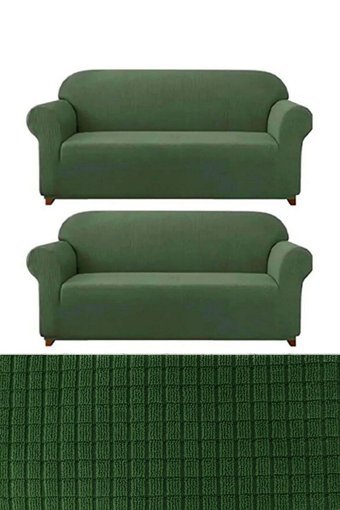 E Bahar Polyester Likralı Jakarlı Süngersiz Armürlü Giydirmeli Yeşil Altılı Koltuk Örtüsü 180x230 cm
