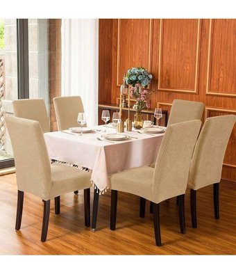Özmakan Pamuklu - Polyester Likralı Jakarlı Süngersiz Çizgili Giydirmeli Gri Altılı Koltuk Örtüsü 44x52 cm