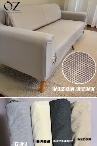 Özmakan Pamuklu - Polyester Likralı Jakarlı Süngersiz Petek Desenli Giydirmeli Kahverengi Tekli Koltuk Örtüsü 180x230 cm