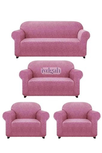 Iydgah Likralı Jakarlı Süngersiz Kırçıllı Giydirmeli Pembe 3-2-1-1 Koltuk Örtüsü 50x150 cm