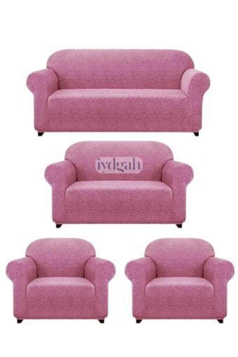 Iydgah Likralı Jakarlı Süngersiz Kırçıllı Giydirmeli Pembe 3-2-1-1 Koltuk Örtüsü 50x150 cm