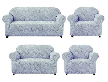 Furkanticaret Pamuklu Likralı Jakarlı Süngersiz Soyut Desenli Giydirmeli Gri 3-3-1-1 Koltuk Örtüsü 230x180 cm