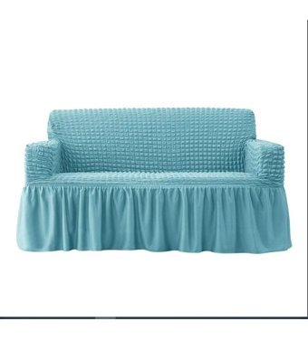 Elgeyar Pamuklu - Polyester Bürümcük Jakarlı Süngersiz Armürlü Giydirmeli Turkuaz Üçlü Koltuk Örtüsü 183x230 cm