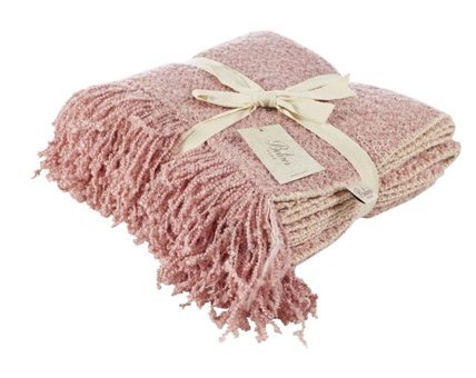 Betires Home TA-20001 Akrilik-Pamuklu Püsküllü Süngersiz Pembe Tekli Koltuk Örtüsü 130x170 cm