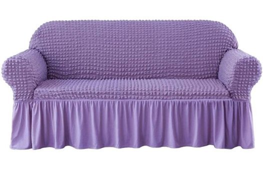 Elgeyar Pamuklu - Polyester Bürümcük Jakarlı Süngersiz Armürlü Giydirmeli Mor Üçlü Koltuk Örtüsü 183x230 cm