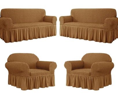 Elgeyar Pamuklu - Polyester Bürümcük Jakarlı Süngersiz Armürlü Giydirmeli Mavi Altılı Koltuk Örtüsü 183x230 cm