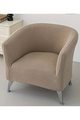 Uzhanem Papatya Pamuklu - Polyester Bürümcük-Likralı Süngerli Geometrik Desenli Giydirmeli Lastikli Lacivert Tekli Koltuk Örtüsü 80x75 cm