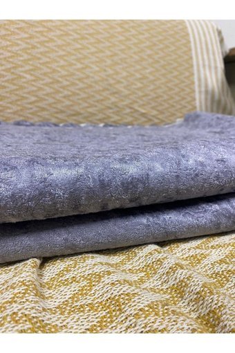 Çıkrıkçı Tekstil Pamuklu - Polyester Polar Jakarlı Süngerli Gri Üçlü Koltuk Örtüsü 175x210 cm