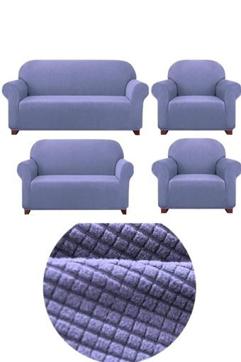 Heytgah Pamuklu - Polyester Süngersiz Düz Giydirmeli Lila 3-3-1-1 Koltuk Örtüsü 180x230 cm