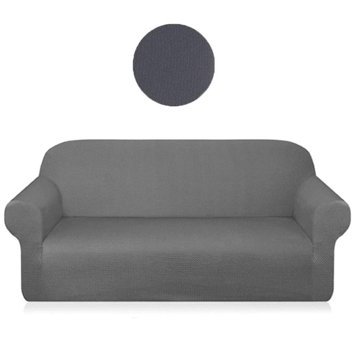 Karahanlı Polyester Likralı Süngersiz Düz Giydirmeli Bej Tekli Koltuk Örtüsü 180x230 cm